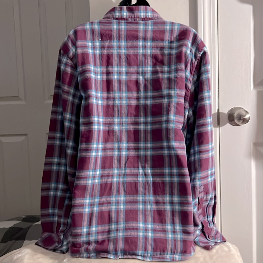LEE RIDERS 🥾 THICK COTTON FAUX FLEECE SHERPA LINED PURPLE/BLUE PLAID SHIRT XXL - Picture 4 of 9